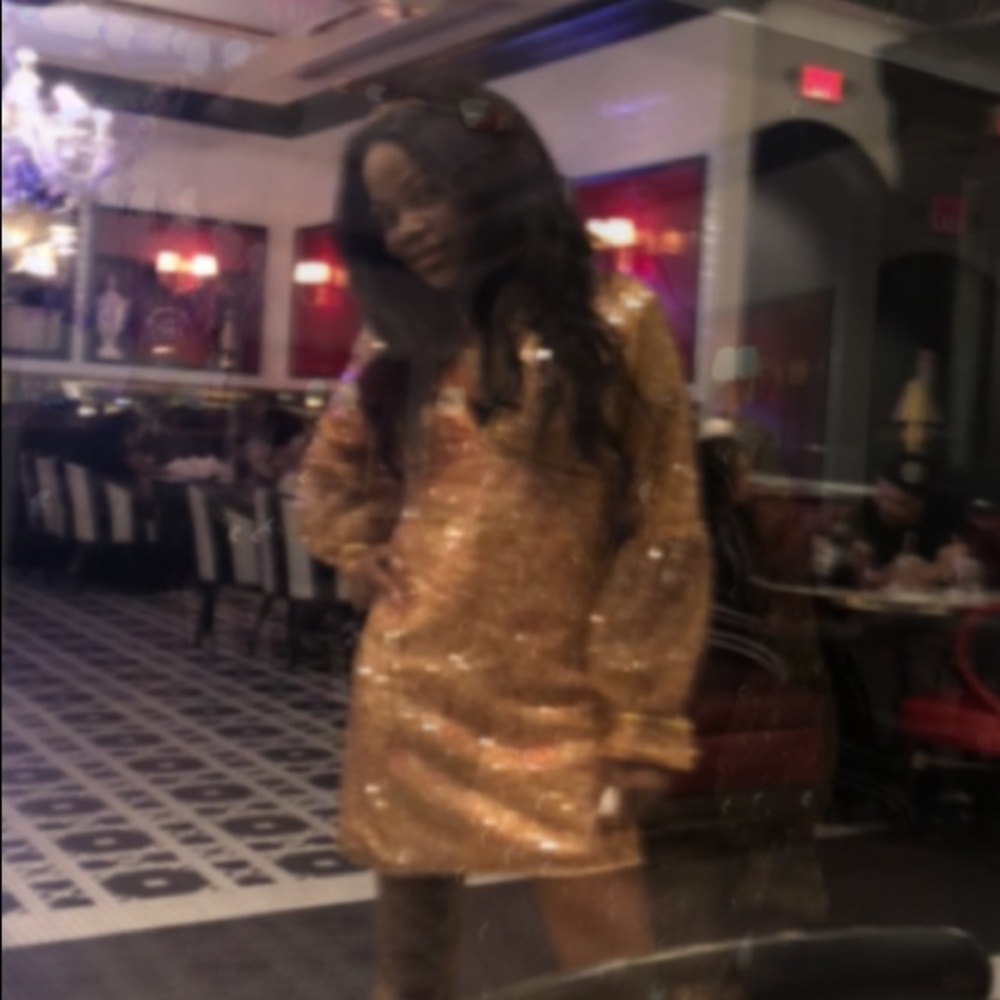 Free People gold sequence dress